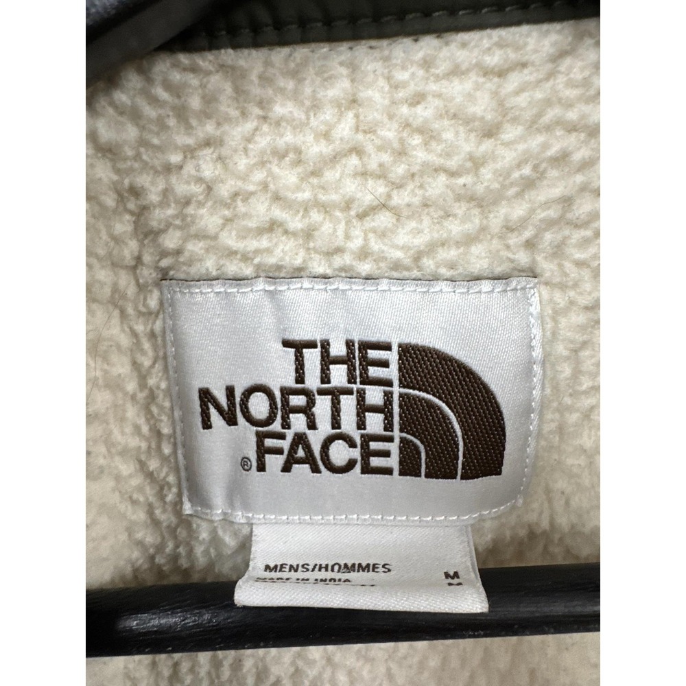 The North Face Jacket Mens Medium Green Striped Sherpa‎ Lined Flannel Shacket - Picture 2 of 6